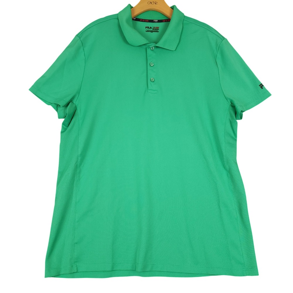 Fila‎ Sport Golf Mens XXL Green Short Sleeve Moisture Wicking Polo Shirt